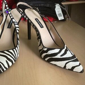 Nine West calf hair zebra heels